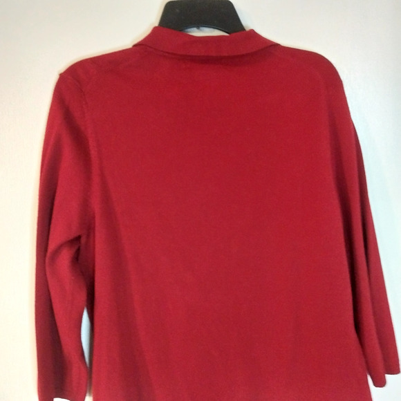 Chaus & Co Womens Sweater Large Wine V- Neck Knit Cottagecore Preppy / #3146 - Picture 4 of 5